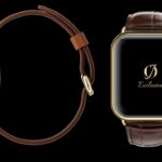 montre apple watch 8 plaquée or 24 carats avec bracelet crocodile marron