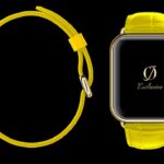 montre apple watch 8 plaquée or 24 carats avec bracelet crocodile jaune