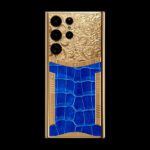 24k gold samsung s23 ultra crocodile light blue
