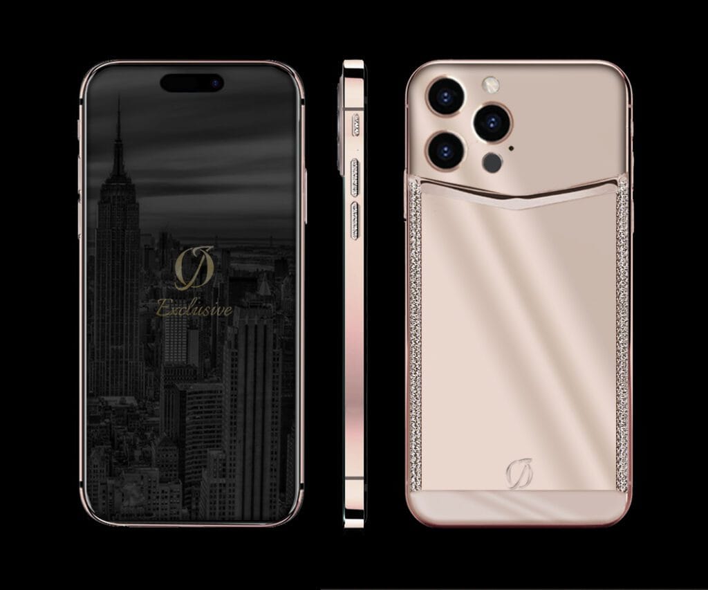 24k rose gold iphone 14 pro diamonds