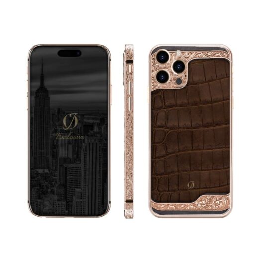 24k rose gold iphone 15 pro max 3d engraving crocodile