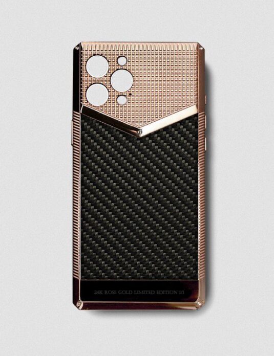 24k rose gold metal iphone case 14 pro max 3k carbon