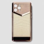 24k 玫瑰金金属 iPhone 手机壳 米色鳄鱼纹
