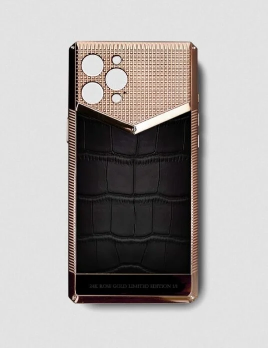 24k rose gold metal iphone case black crocodile