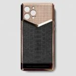 24k rose gold metal iphone case grey python