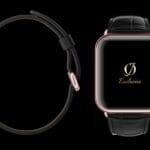 montre apple 8 plaquée or rose 24 carats avec bracelet crocodile noir 1