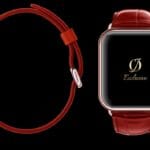 montre apple 8 plaquée or rose 24 carats avec bracelet crocodile rouge 1