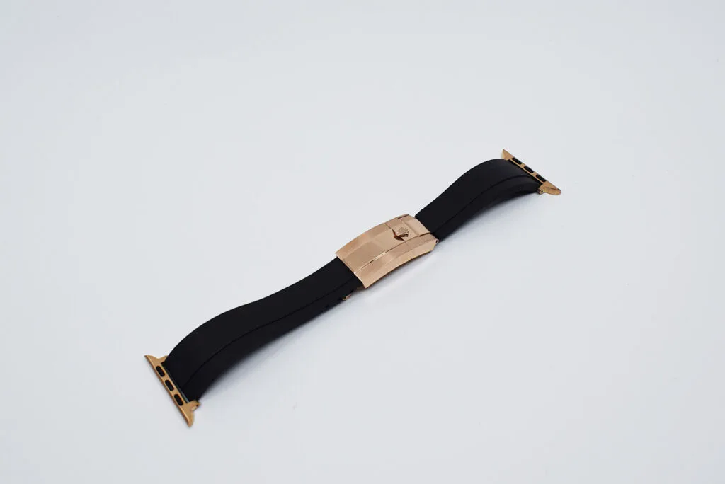 cintura Rolex nera in oro rosa 24k