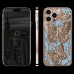 24k rose goldIPHONE 14 PRO MAX BUTTERFLY blue leather