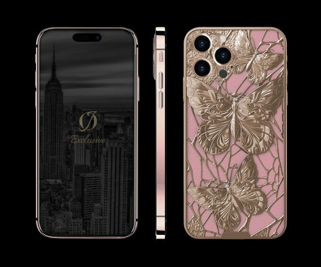 24k rose goldIPHONE 14 PRO MAX BUTTERFLY rose leather
