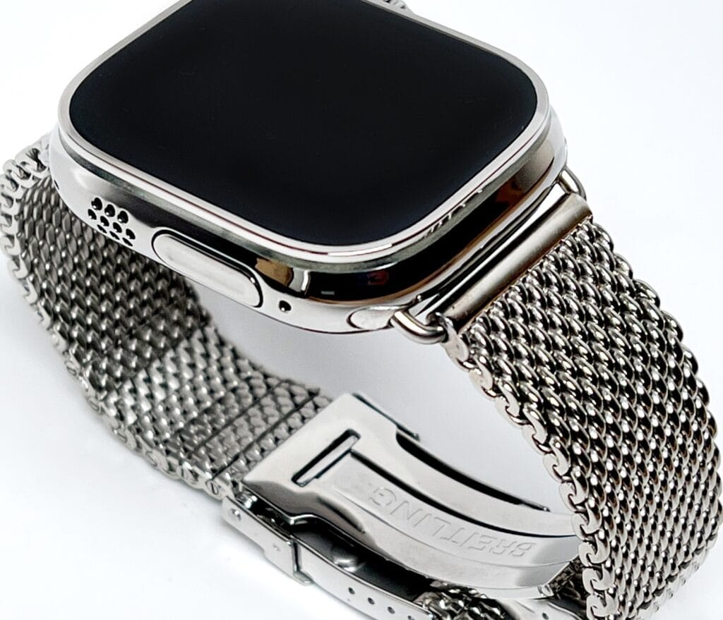24k white gold apple watch ultra metal strap2