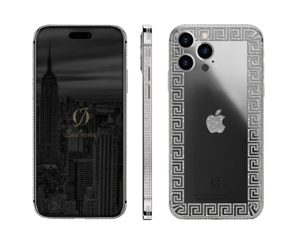 24k white gold iphone 15 pro max diamonds edition