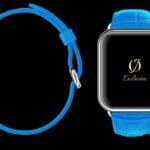 montre apple 8 plaquée or blanc 24 carats avec bracelet crocodile noir 1