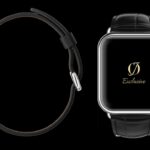 montre apple 8 plaquée or blanc 24 carats avec bracelet crocodile noir1 1