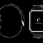 montre apple 8 plaquée or blanc 24 carats avec bracelet crocodile noir1 diamants 1