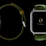 Montre Apple 8 plaquée or blanc 24k avec bracelet crocodile vert 1