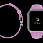 Montre Apple 8 plaquée or blanc 24k avec bracelet crocodile rose 1