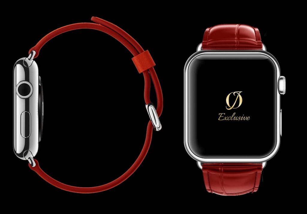 Montre Apple placée or blanc 24k rouge sanglier strap 1