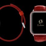Montre Apple 8 plaquée or blanc 24k avec bracelet crocodile rouge diamants 1