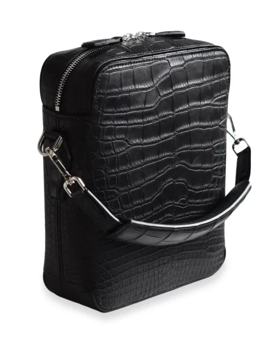 BOLSA CRUZADA DE COCODRILO NEGRO OJ