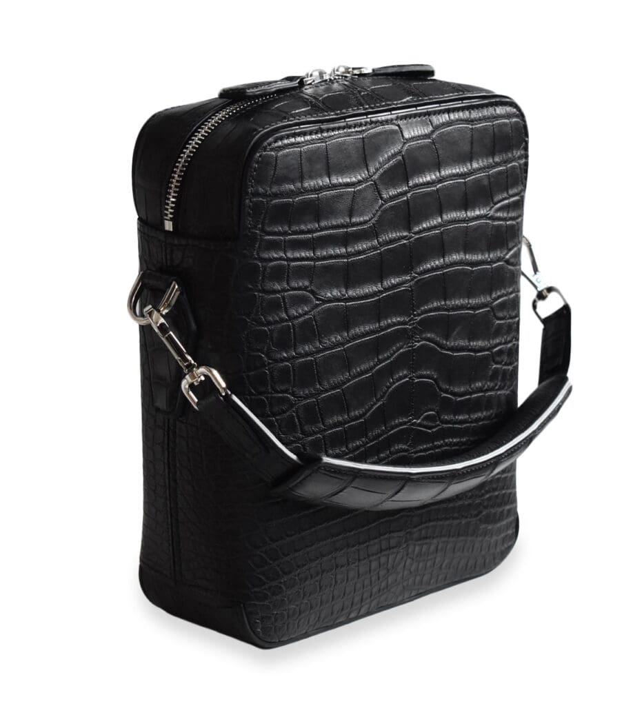 BLACK CROCODILE CROSSBODY BAG OJ