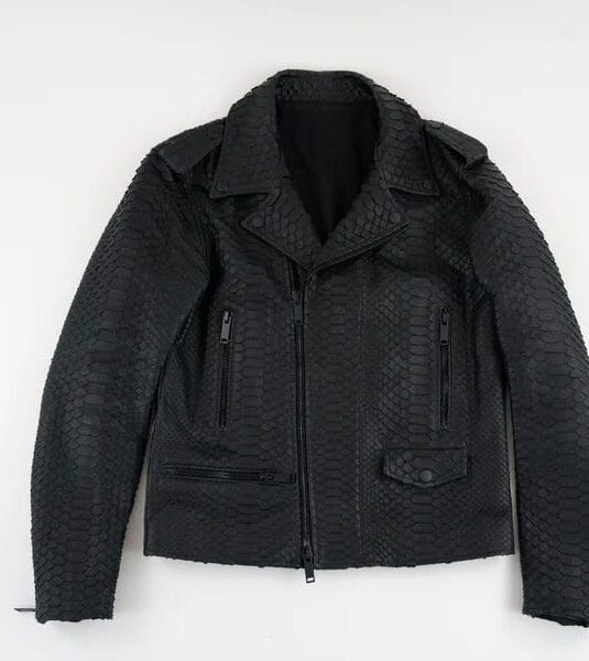 BLACK PYTHON BIKER JACKET