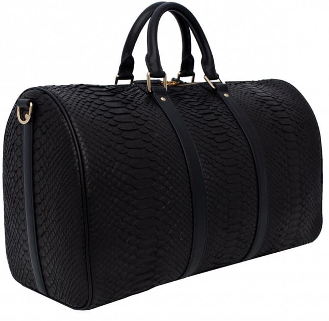 BLACK PYTHON DUFFLE BAG