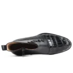 Balmoral Boots Crocodile Leather Black Fashion Boot Shoes Men