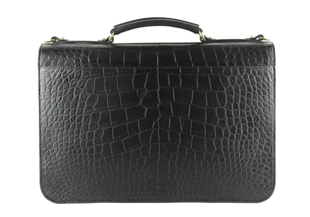 Black Alligator Briefcase Classic Back