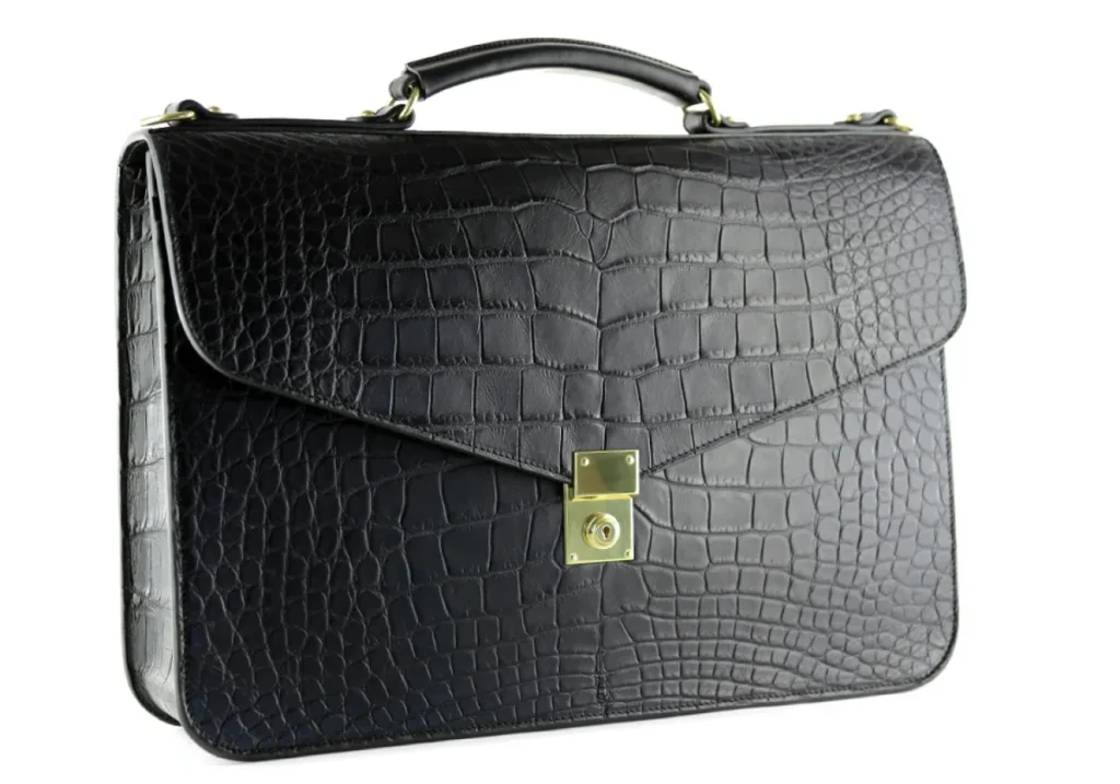 Black Alligator Briefcase Classic Side
