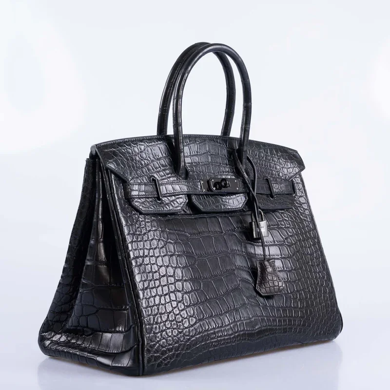 Black Alligator Handbag Birkin 30cm side