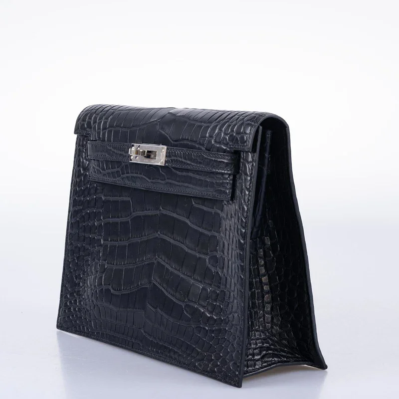 Black Alligator Handbag Kelly Danse side