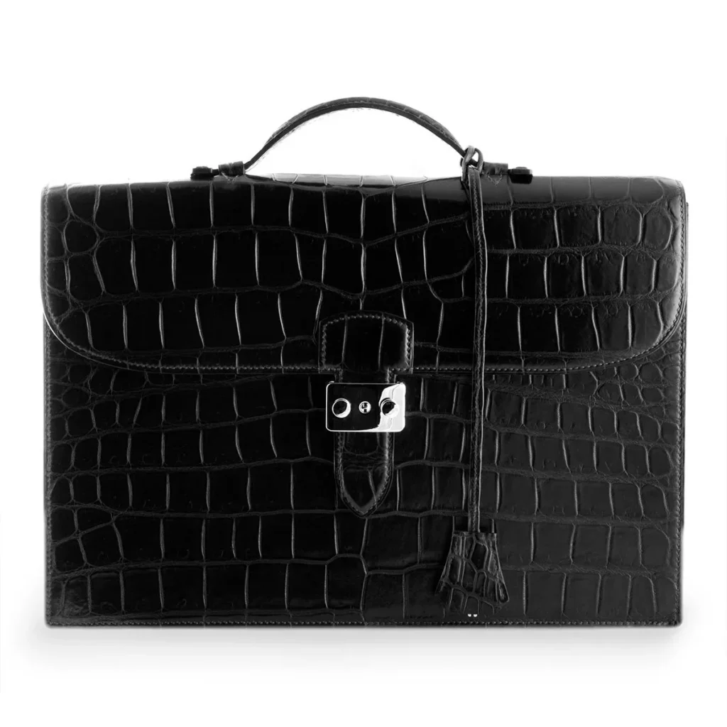 Valigetta in pelle di alligatore nera