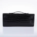 Black Crocodile Clutch Kelly Cut