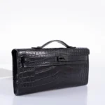 Black Crocodile Clutch Kelly Cut