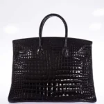 Black Crocodile Handbag 35cm Birkin diamond hardware