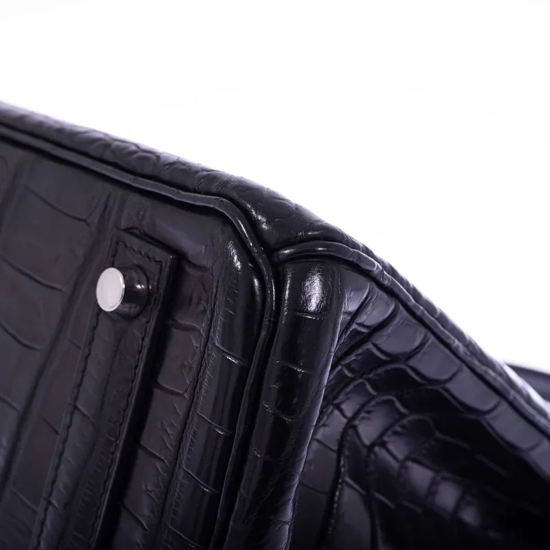 Black Crocodile Handbag Birkin 40cm back side