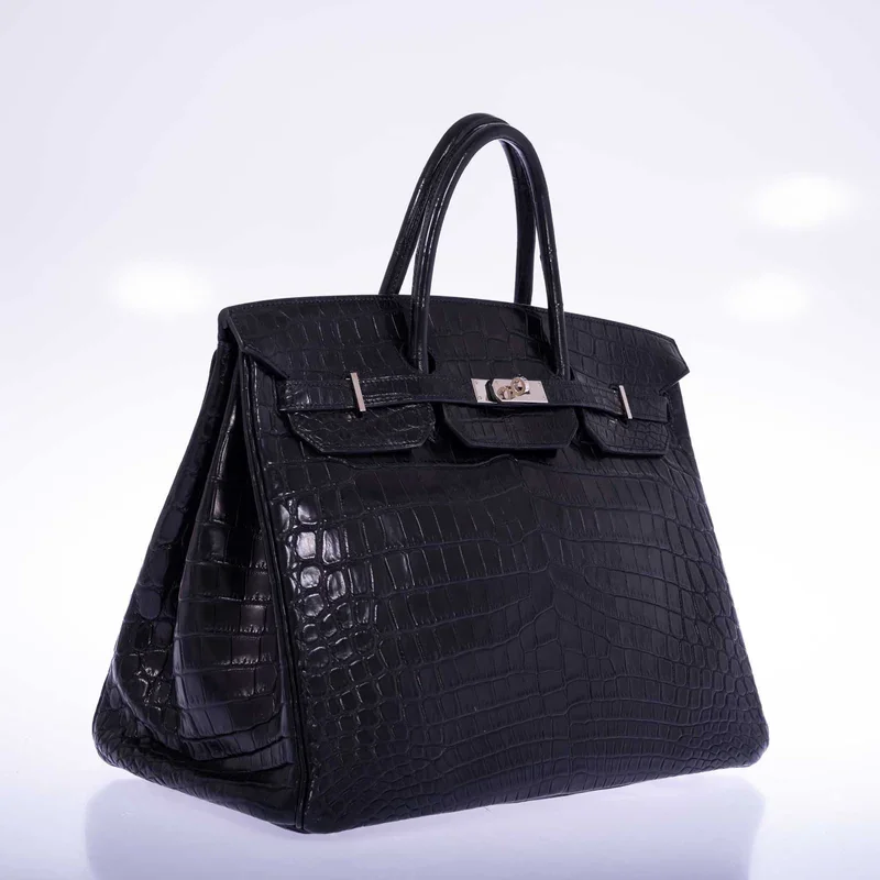 Black Crocodile Handbag Birkin 40cm side