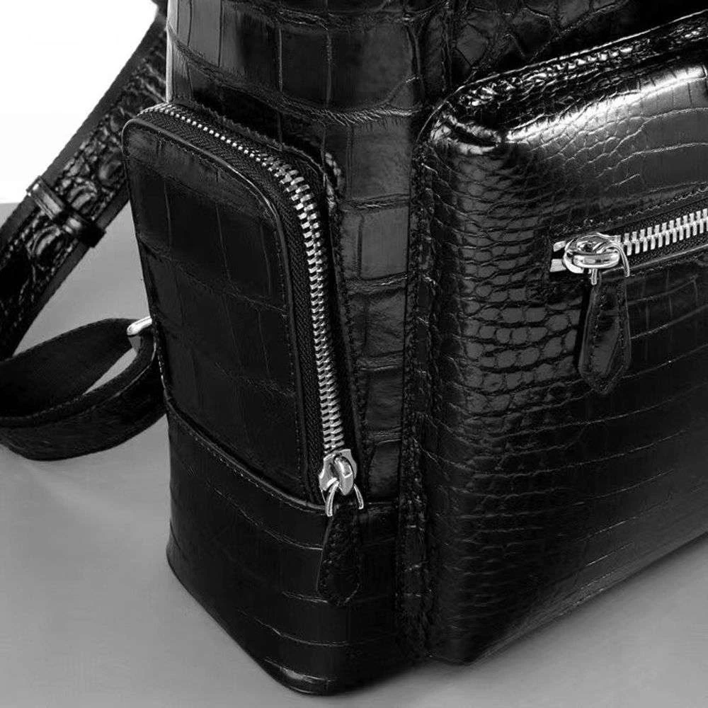 حقيبة ظهر من جلد التمساح الأسود بتصميم خاص 4