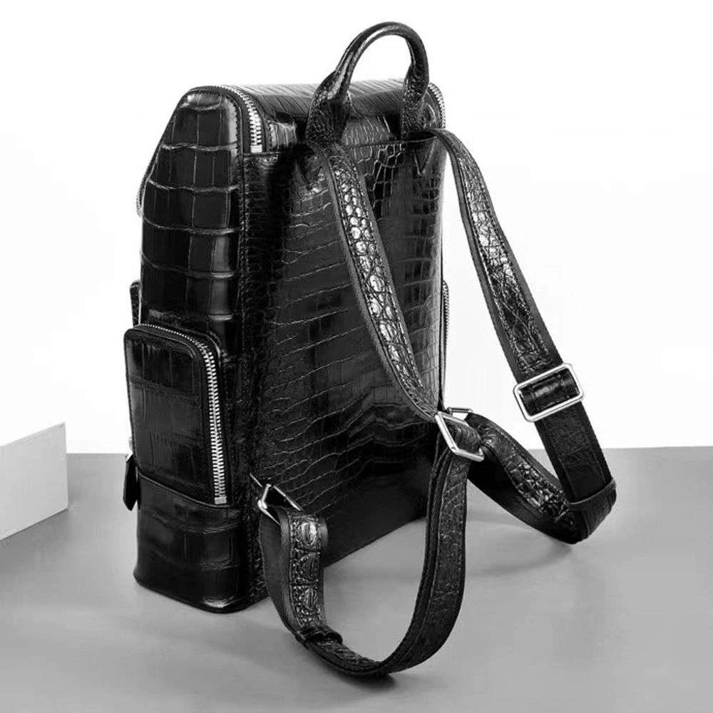 حقيبة ظهر من جلد التمساح الأسود بتصميم خاص 6