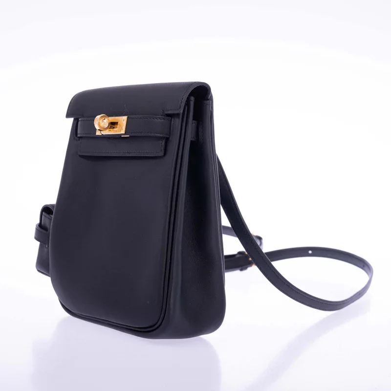 Black Leather Backpack Kelly Jump Side