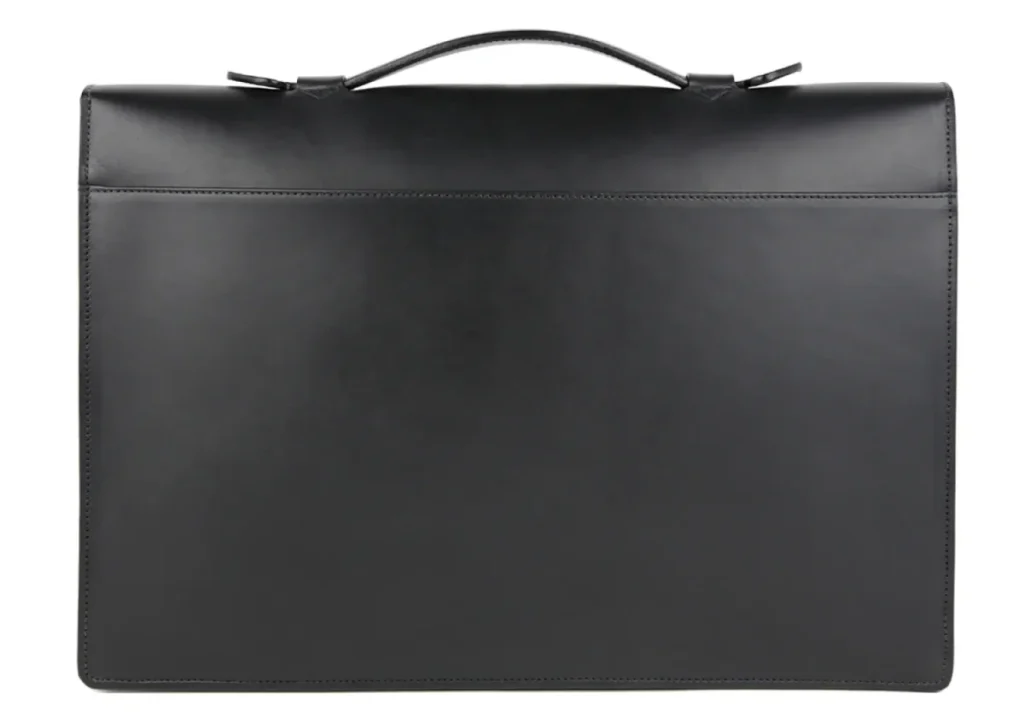 Borsa da lavoro in pelle nera con dorso classico