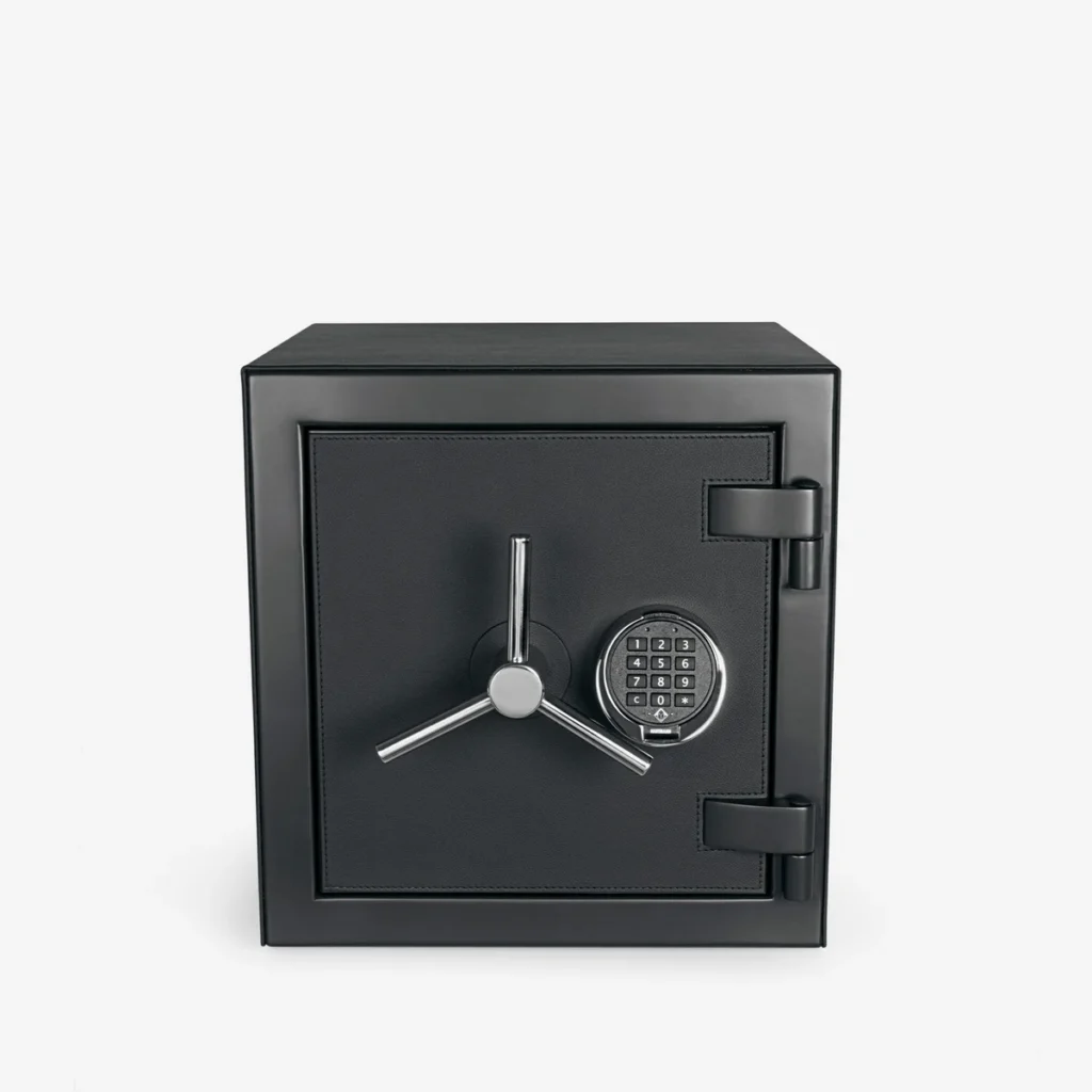 Coffre-fort petit format en cuir noir