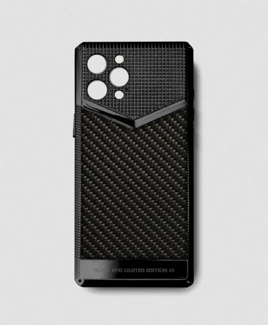 Black metal iphone case 14 pro max 3k carbon