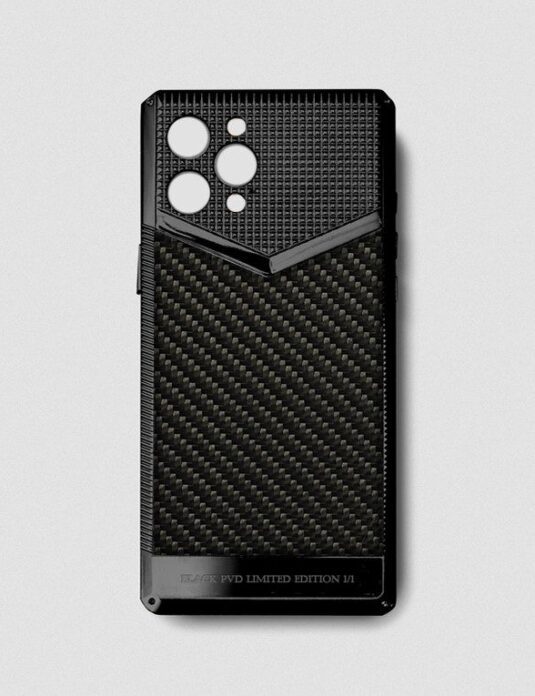 Black metal iphone case 14 pro max 3k carbon