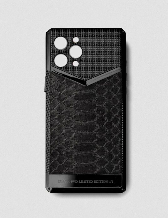 Black metal iphone case 14 pro max black python