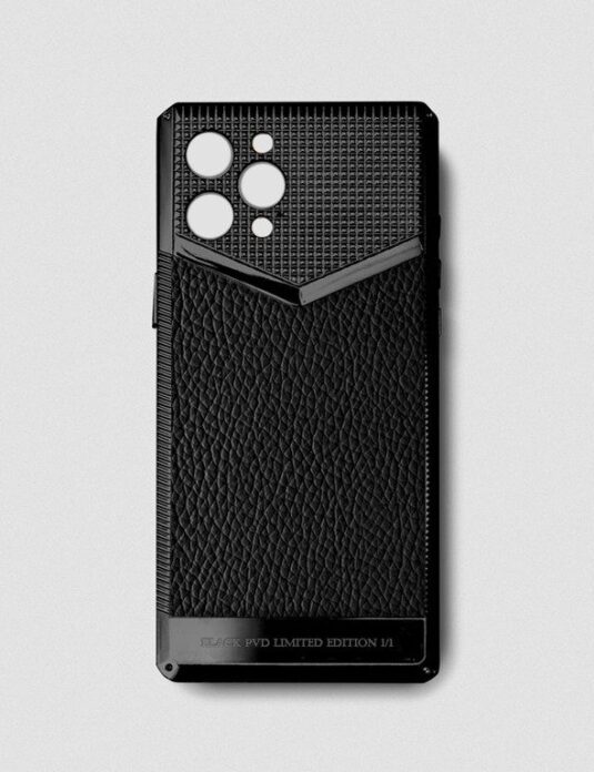 Black metal iphone case 14 pro max black togo leather