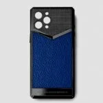 Black metal iphone case 14 pro max blue togo leather