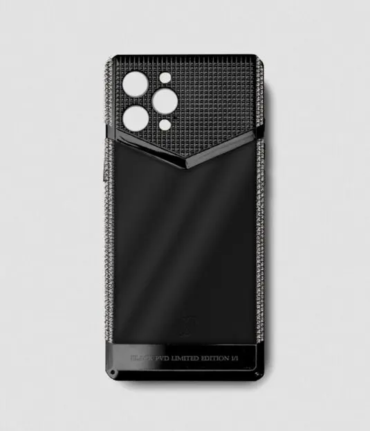 Black metal iphone case 14 pro max swarovski