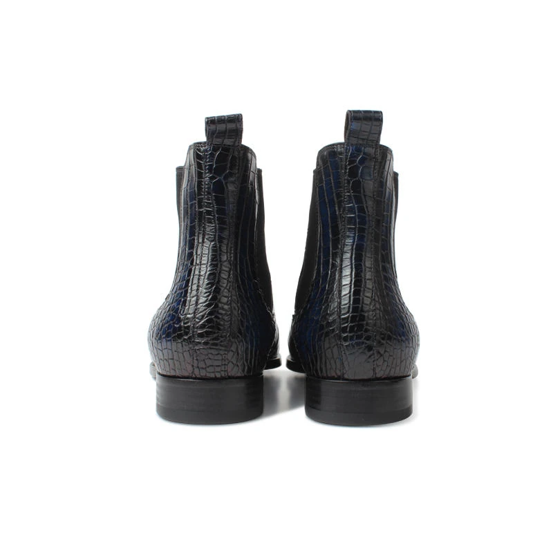 Botas Chelsea azules de piel de cocodrilo para hombre3